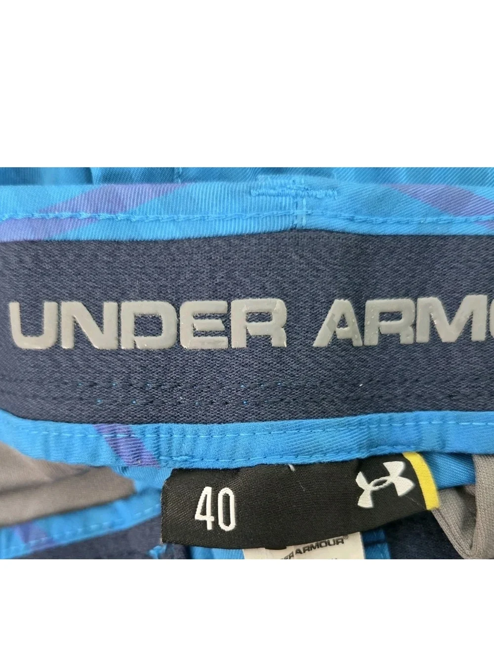 Under Armour Blue Checkered Golf Shorts Mens Size 40 Pockets